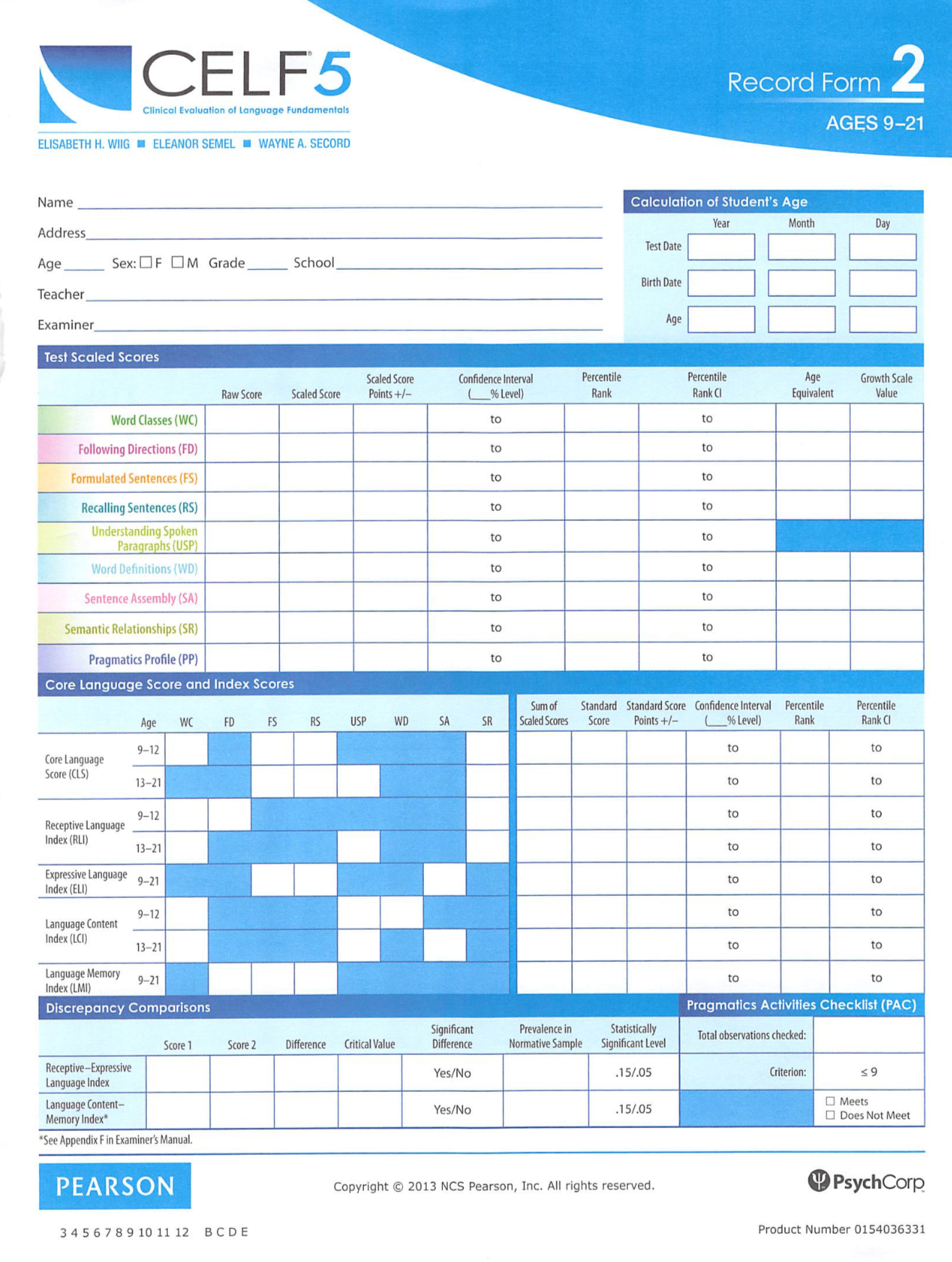 CELF-5 Reading And Writing Supplement Ages 8-10 Team, 60% OFF